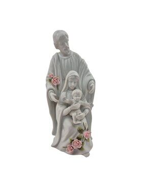 Roman Figurine Touch Of Rose Holy Family White Porcelain Christmas Decor Vintage